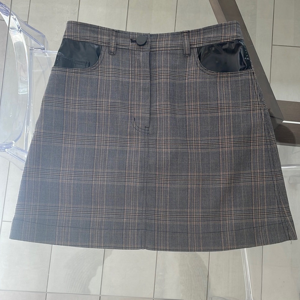 Derek Lam 10 Crosby, size8, Black Plaid with Orange(rust) Stitching.